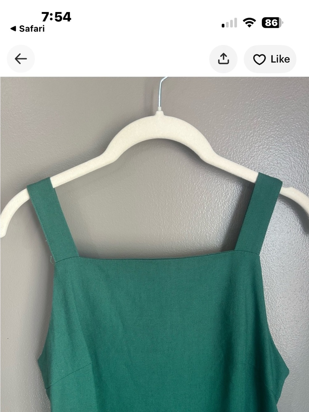 Green Square-Neck Tank Dress